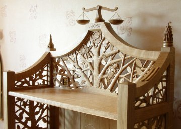 carved bookcase top shelf